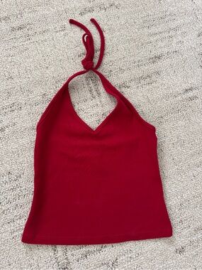 Wild Fable Red V-Neck Halter Neck Tank Top